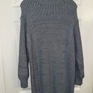 MINKPINK Gray Cowl Neck Sweater Dress with Ribbed Knit